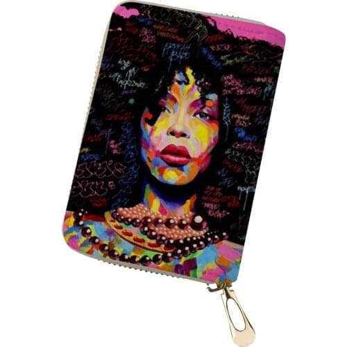 HaoYun Travel Wallet Case Coin Purse African Girls Prints Women PU Leather ID Card Cover Mini Business Card Holder for Ladies