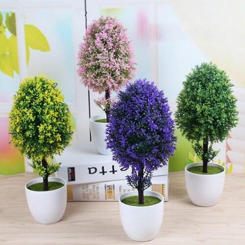 Artificial Plants Bonsai Small Tree Pot Plastic Plants Fake Flowers Potted Ornaments For Wedding Home Hotel Garden Decoration