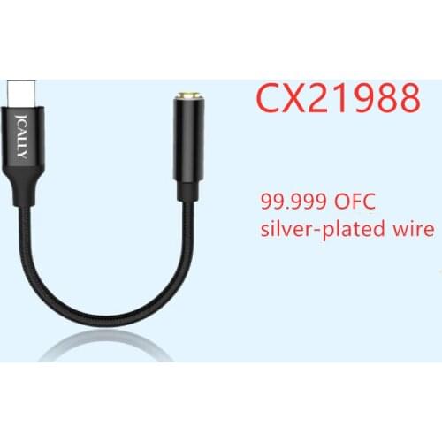 JCALLY CX21988 DAC JM01 digital audio type c decoding amp type-C to 3.5mm jack adapter cable coventer