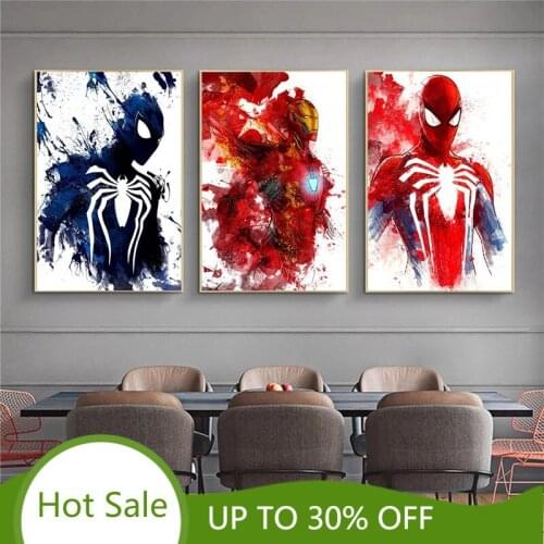 Canvas Painting Disney Classic Marvel Movie Superhero Spider Man Iron Man Wall Art Poster and Prints for Kids Gift Bedroom Decor