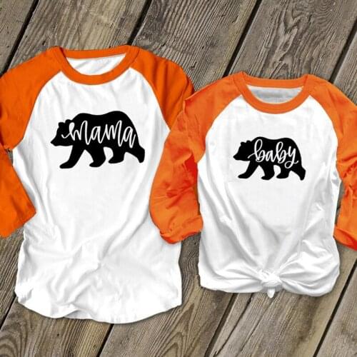 Mama Bear Tees Vintage Long Sleeve Family Shirt Big Sister Mommy and Daughter Matching Clothes Baby Gir Family Look New
