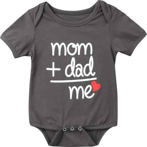 Fashion Toddler Baby Boy Girl Romper Print Letter Dad +Mom Outfit Costume Romper Cotton Clothing for 0-18M