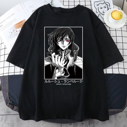 2021 Mens Cool Code Geass Manga Lelouch Tee Tops Short Sleeves T Shirt Summer Anime T Shirt