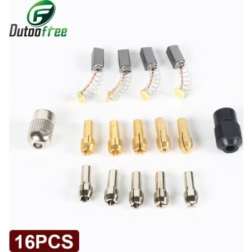 Tungfull Woodworking 10pcs Shank 4.3mm Collet Set Fits Dremel Rotary Tools Diamond Disc With 2pcs M8 Nuts and 5*5*8 Carbon Brush