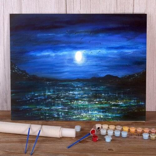 Natural Scenery Shimmering Sea Painting By Numbers Complete Kit Acrylic Paints 40*50 Boards By Numbers Decoration Art