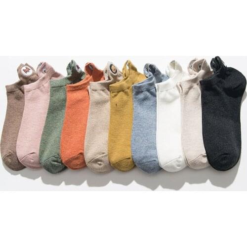 6pairs/lot Women socks cotton heel cartoon embroidery dog sock happy female sox candy color funny woman ladies sock comfortable