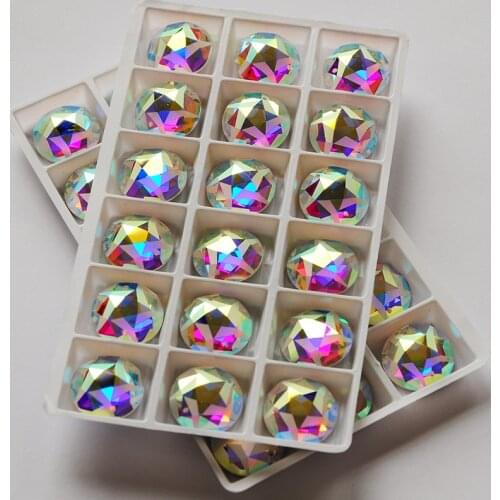 New Round Star Rivoli Sewing Matte Frost Rhinestone Crystal Sew On Rhinestones Flatback Glass Sew on Stones For Garment Clothes