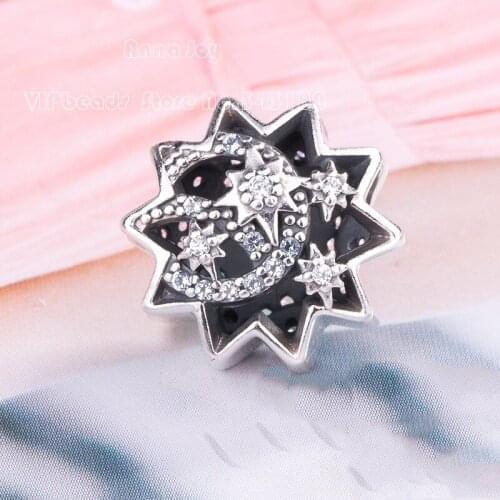 2018 Autumn Sterling Silver Dis wishing star charm With Clear CZ Charm beads Fit All European DIY Bracelet & Necklaces