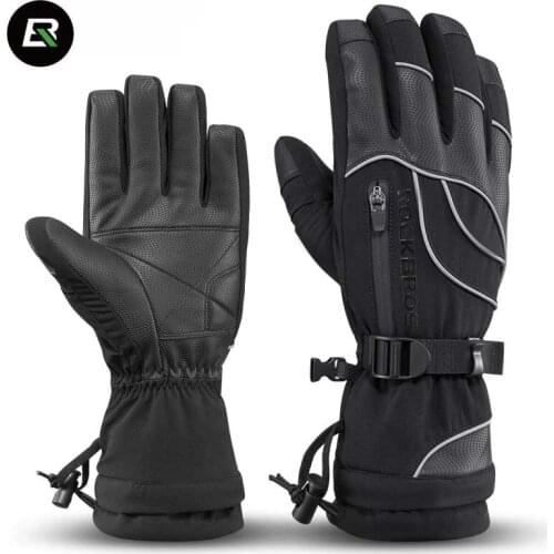 Rockbros Ski Gloves Winter -30 Degree Waterproof Snowboard Gloves Thermal Fleece Windproof Men Women Outdoor Sport Snow Gloves