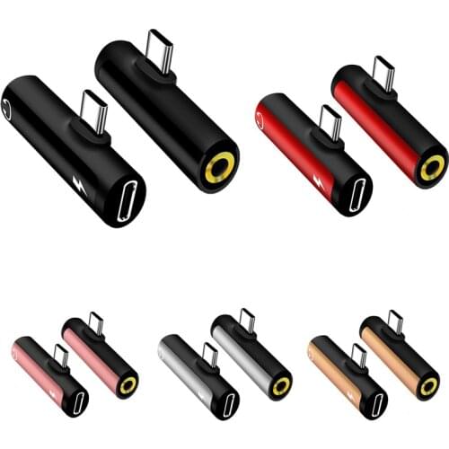 New 2 In 1 USB Type C To 3.5mm Earphone Jack Adapter For Samsung Huawei Aux Audio Cable Headphone Charger Charging Converter