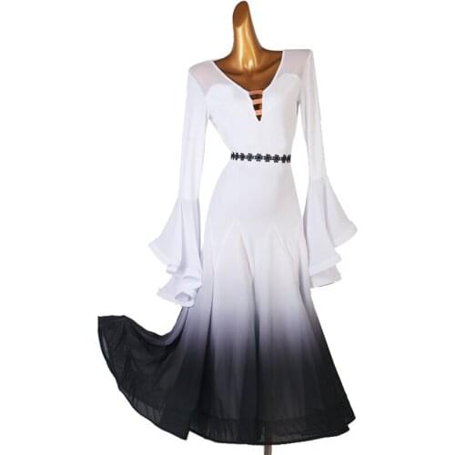 Modern Dance Dress long Sleeve Long Skirt Performance High-End Custom Child Woman Competition Clothes ballroom dance dress