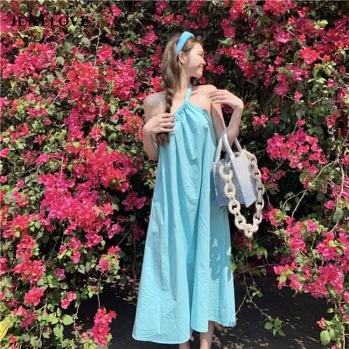 JuneLove French Sweet Boho Dress Women Casual Spaghetti One Shoulder Strap Beach Cami Dress Female Summer Holiday Beach Vestidos