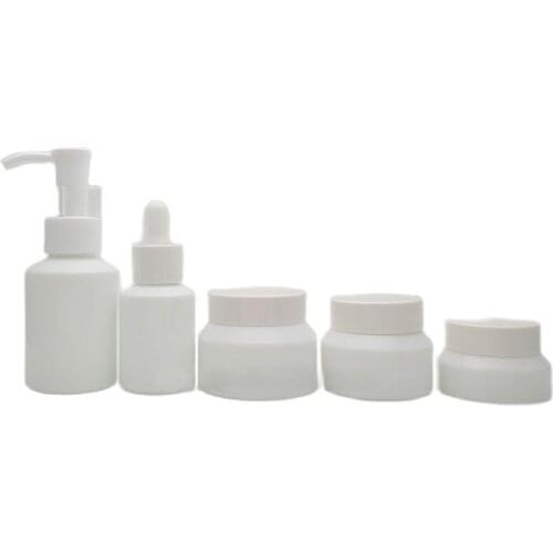 60ML 30ML 50G 30G 15G 10pcs/lot Empty Lotion Pump Bottle, White Cosmetic Dropper Bottle, Essential Oil Container,Glass Cream Jar