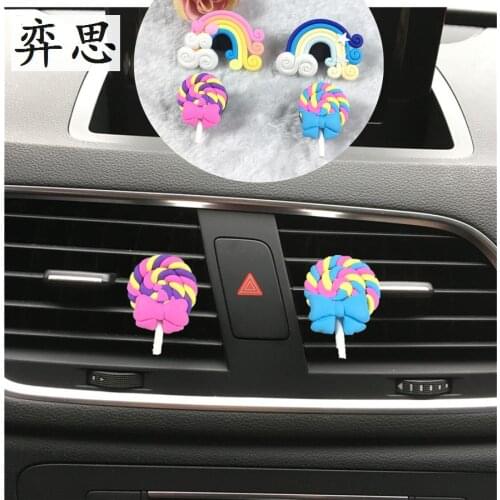 Rainbow and lollipop styling Ladies car perfume clip Exquisite Air Conditioning decoration perfume car styling Air Freshener
