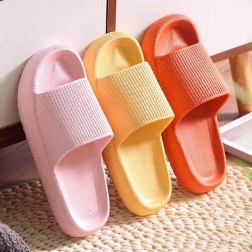 Summer New Solid Color Striped Non-Slip Lovers Antiskid Home Slippers Comfortable Women Indoor Outdoor Bath Men Shoes Sandals
