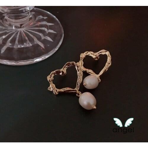 2020 Brinco Earings Me Angel Jewelry Hearts Delicate Lovely And Sweet Metal Freshwater Pearlnb Restore Ancient Ways Hollow Out