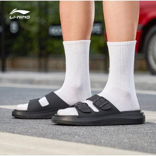 Li-Ning Men LN SLIPPER Stylish Slippers Breathable LiNing Sports Shoes Light Sandals Leisure Outdoor Beach Sandals AGAQ001