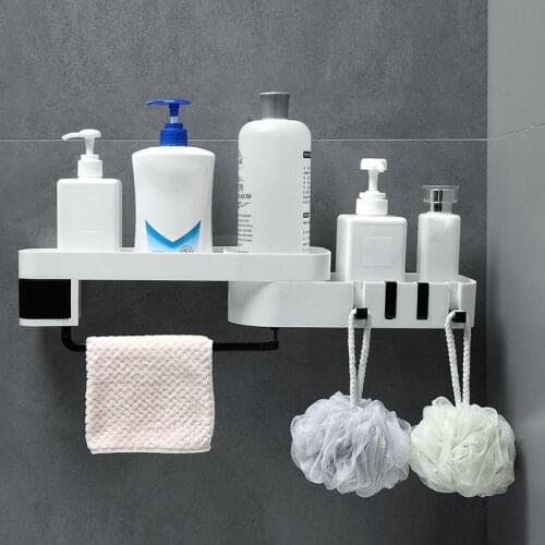 Corner Bathroom Organizer Shelf Shampoo Cosmetic Storage Rack Wall Mounted Kitchen Shelf Household Items Bathroom Accessories