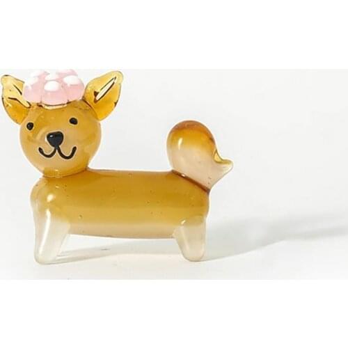 Puppy Ornament Model Figurine Lovely Shape Collectible Glass Cartoon Craft Desktop Decor Miniature Craft for Office Garden