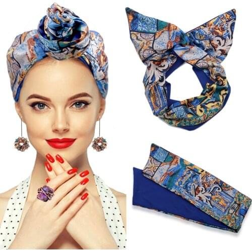 Bohemia Fashion printing knotted headbands Hair Ribbon Metal Wire Scarf Hairband Girls Hair accessories for Women Gifts