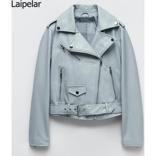 Spring and Autumn 2021 belt detachable epaulet motorcycle jacket leather jacket