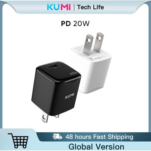 2021 New KUMI P78 20W PD Quick Charger USB Type C Quick Charger Fast USB Charging Portable QC PD Charger for iPhone 12 Pro Max