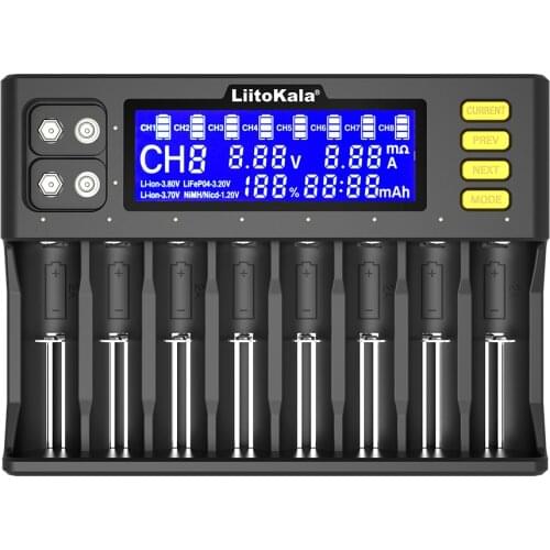 Liitokala Lii-S8 li-ion battery charger 3.7v nimh 1.2v Li-FePO4 3.2v imr 3.8v charg carregador para 18650 26650 21700 26700 AAA