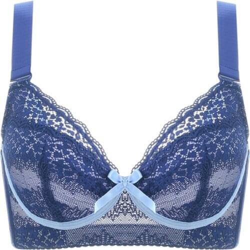 Womens Full Coverage Underwire Lace Embroidery Soft Model Up Cups Plus Size Minimizer Bra 34 36 38 40 42 B C D E F G H Green