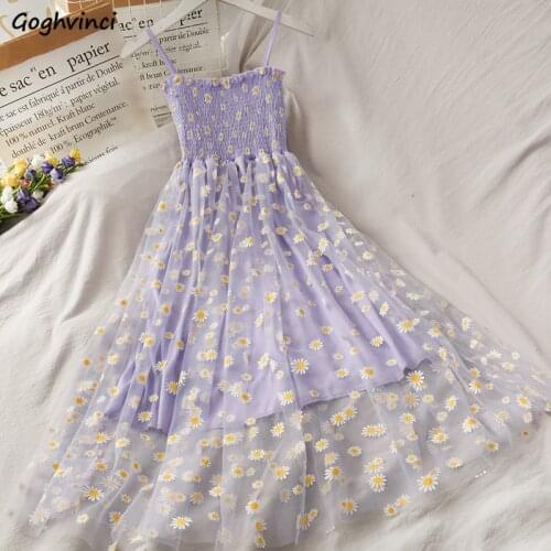 Sleeveless Dress Women Defined Waist Mesh Floral Printing Dresses Womens Elegant Gentle Pleated Chic Ins Fashion Partywear New