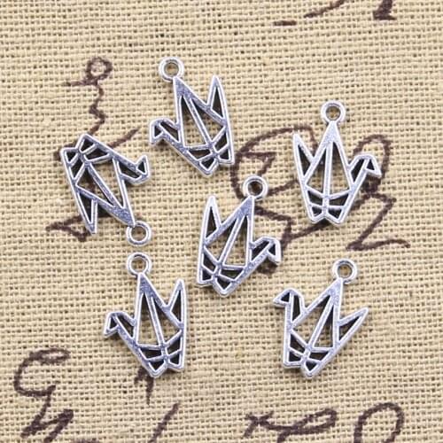30pcs Charms Paper Crane 15x12mm Antique Silver Color Pendants Making DIY Handmade Tibetan Finding Jewelry