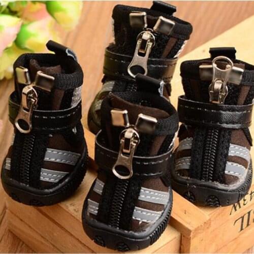 4pcs/set Pet Dog Shoes Winter Super Warm Waterproof Dog Boots Zipper Anti-Slip Puppy Shoes Snow Booties Chihuahua XS-XL
