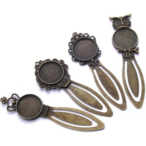 5pcs/lot Antique Vintage Retro Handmade Bookmark Cabochon Base Bookmark for 20mm Cabochon Cameo DIY Bookmarks Accessories