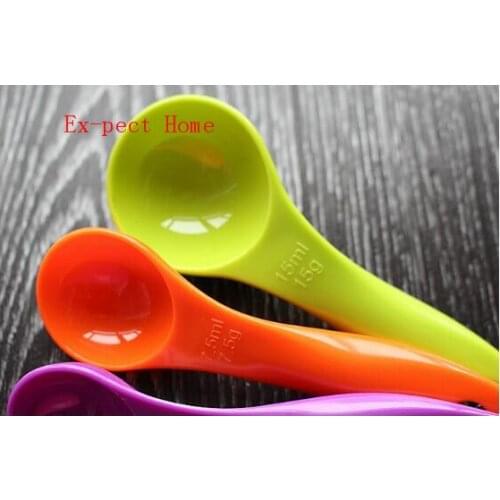 500sets/lot 5pcs/set Measuring Spoons Colorful Plastic (1/2.5/5/7.5/15ml) Measure Spoon Super Useful Sugar Cake Baking Spoon