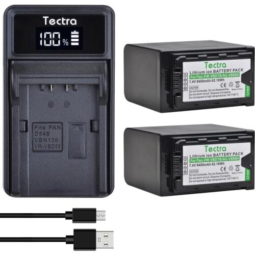 8400mAh 2PCS VW-VBD78 AG-VBR89 Battery VW-VBD29 VBD55 +LED USB Charger for Panasonic AJ-HPX260MC,HPX265MC,AG-FC10,PX298,HC-MDH2