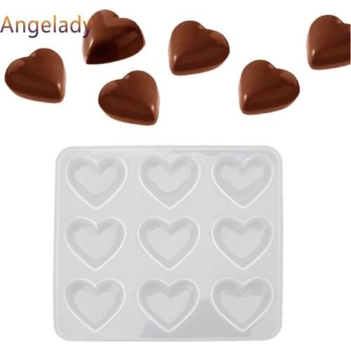 9 Cup Heart Chocolate Silicone Dessert Mould Baking Cupcake Resin Jewelry Mold JUL3