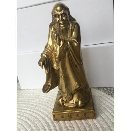Free shipping 23cm 9"china bronze gilt ethics moral Tianzun Taoism Philosopher Laozi Lao Tzu statue
