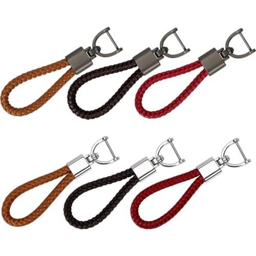 Woven Leather Car Key Ring Holder Keychain Keyring Motorcycle Accessories For Opel Citroen Renault Toyota Honda Nissan Suzuki
