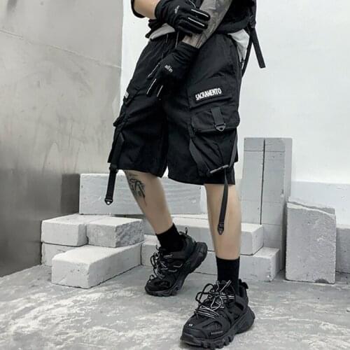 April MOMO 2021 Men Hip Hop Summer Knee Length Cargo Shorts Trousers Male Casual Fashion Loose Style Solid Color Shorts Pants