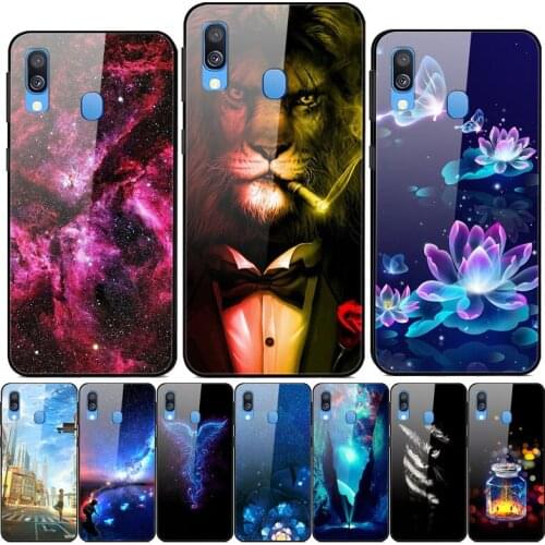 For Samsung Galaxy A20E Case Tempered Glass Print Back Cover Hard Case For Coque Samsung A20E Phone Case Fundas A20 A 20E