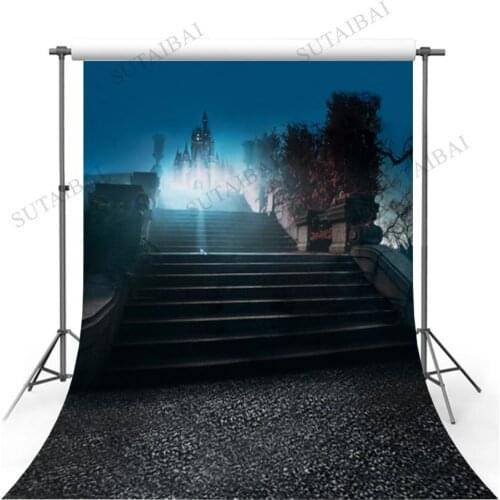 Princess Blue Night Sky Steps Castle Light Tower for Baby Kids Happy Birthday Custom Photography Studio Backdrops Backgrounds