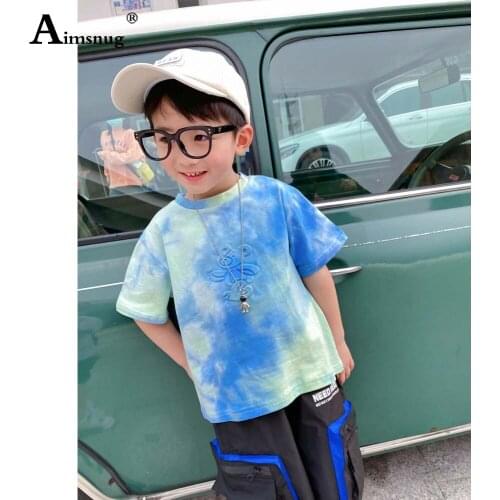 Unisex Boys Girls T-shirt Children Half Sleeve Fashion Tie Dry Tees Shirt Kids Casual Pullovers 2021 Summer Leisure Cotton Tops