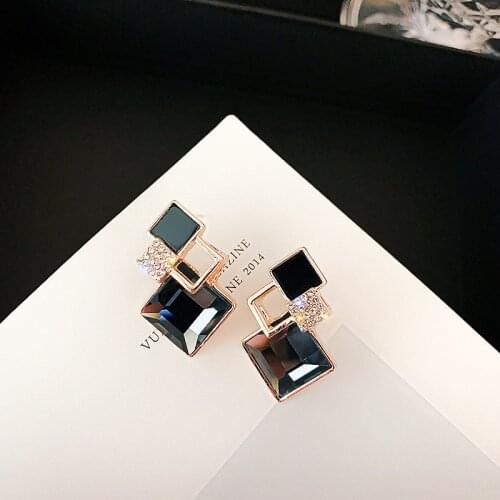 Retro style zircon inlaid geometric Earrings European and American simple Earrings
