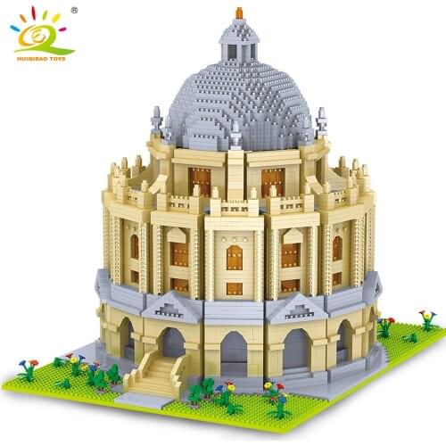 HUIQIBAO 5452pcs Oxford 3D Castle Model Micro Building Blocks City Street View University Architecture Mini Bricks Children Toys