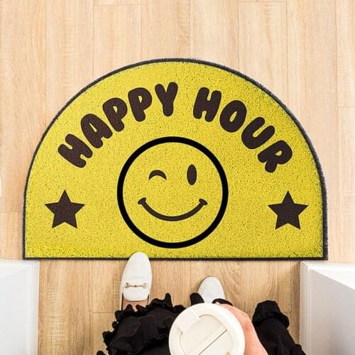 Smiley Face Entrance Door Mat PVC Rubber Silk Loop Dustproof Anti-slip Mat Bath Bedroom Kitchen Living Room Carpet Home Door Mat