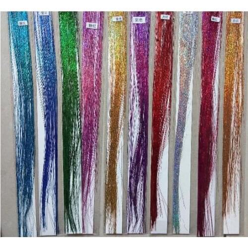 Hot Colorful Metallic Glitter Tinsel Laser Fibre hair Wig Hair Extension Accessories Hairpiece party stage Wig Festive Supplies