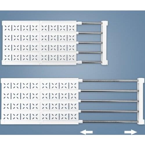 Wardrobe Layered Partition Retractable Storage Board Storage Holders Stainless Steel ABS Non Slip Clothing Layered Storage