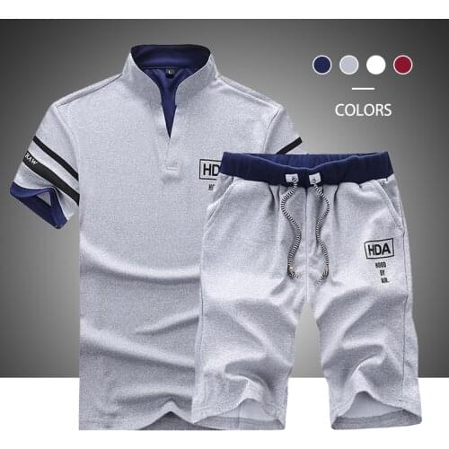 2021 Summer New Men Shorts Sets Short Sleeve T Shirt +Shorts Print Male Tracksuit Set Mens Brand Clothing 2 Pieces Sets