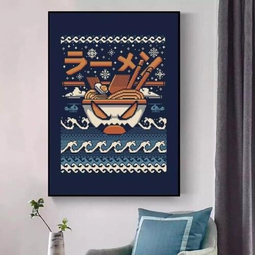 Print Modular Christmas Great Ramen Picture Canvas Cartoon Monster Painting Poster For Living Room Home Decor Wall Art Framework