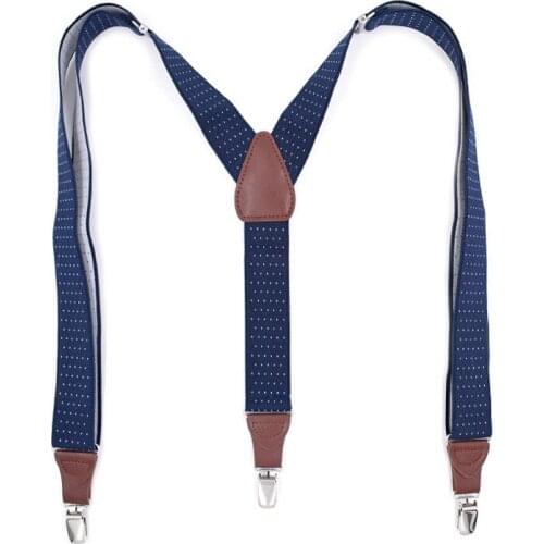 JIERKU Suspenders Mans Braces Leather 3Clips Suspensorio Fashion Trousers Strap 3.5*120cm
