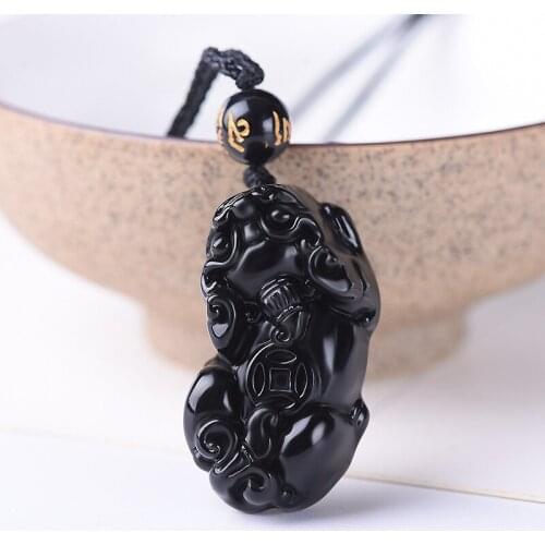 Natural Brazilian obsidian hand-carved brave troops pendant simple retro pendant jewellery fashion for men lucky